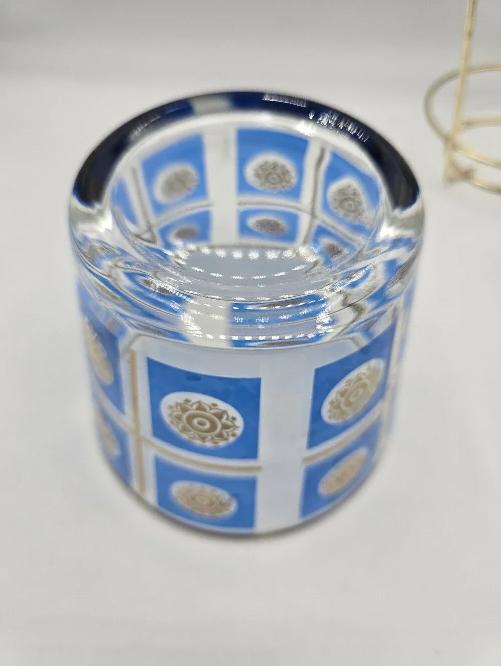 Vintage Jeannette Blue & 22K Gold Ice Bucket | MCM